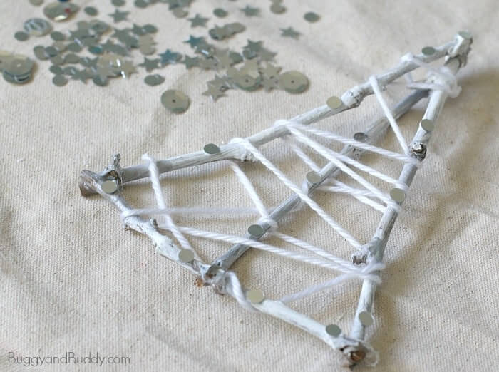 Creative Winter Tree Craft Using Yarn-Wrapped Sticks For Kids