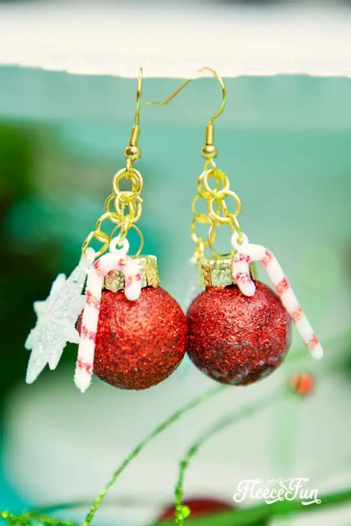Cute Jingle Bell Earring With Candy Cane & Snowflake : DIY Christmas Earrings