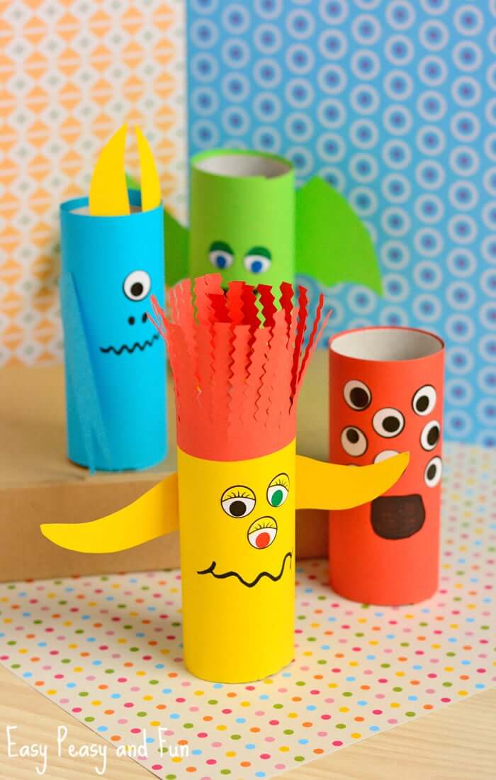 Easy Halloween Monster Craft With Toilet Paper Roll For Kids
