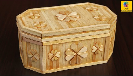 Popsicle Sticks Jewelry Box Craft Idea