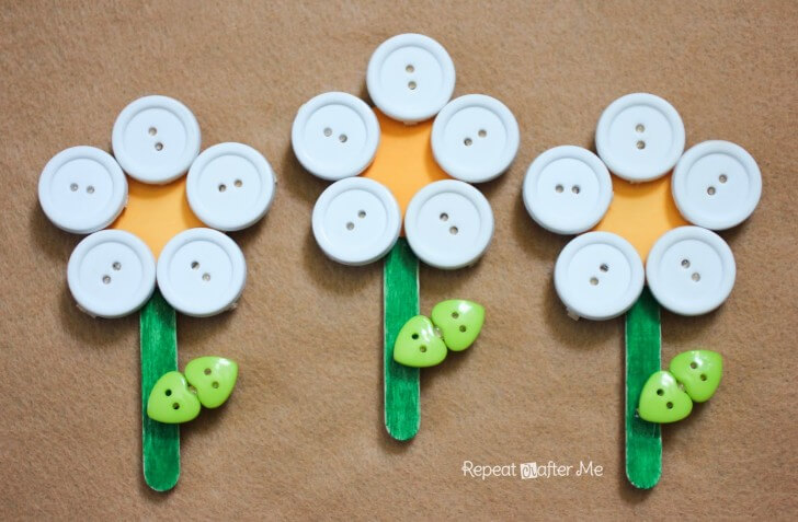 Pretty Clothespin And Button Flower Craft Activity For Toddlers Clothespin Crafts & Activities for Toddlers