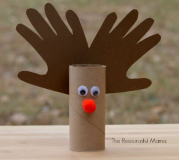 Simple Reindeer Handprint Craft Using a Toilet Paper Roll
