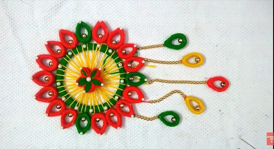 Woolen Wall Hanging Decoration Art & Craft Idea Using Newspaper