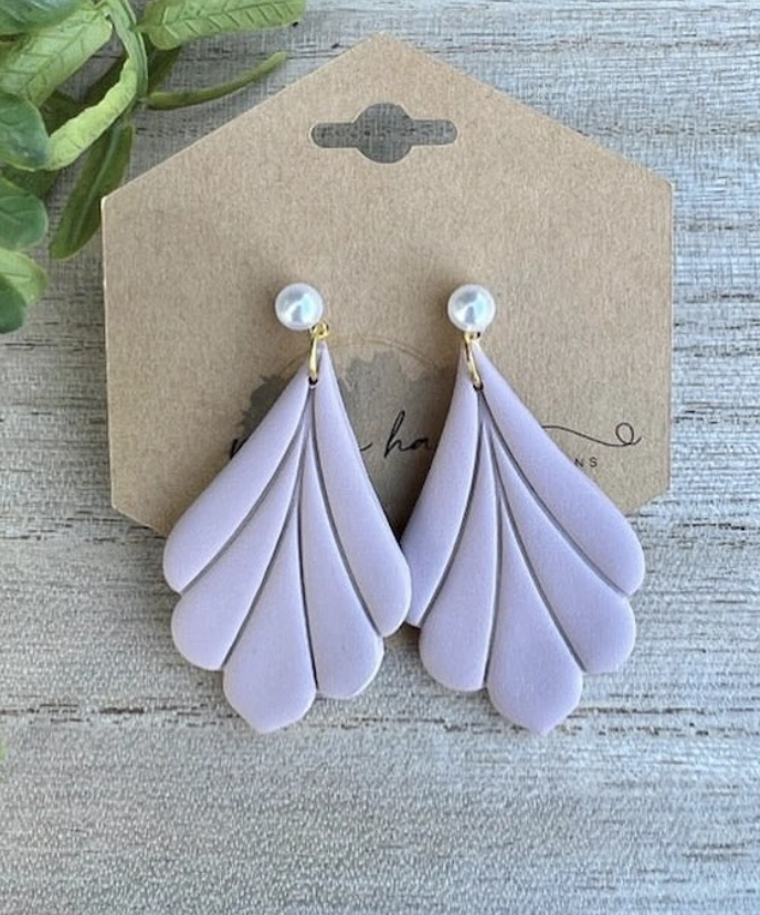 Lilac Airdryclay Earrings with Pearl Detail