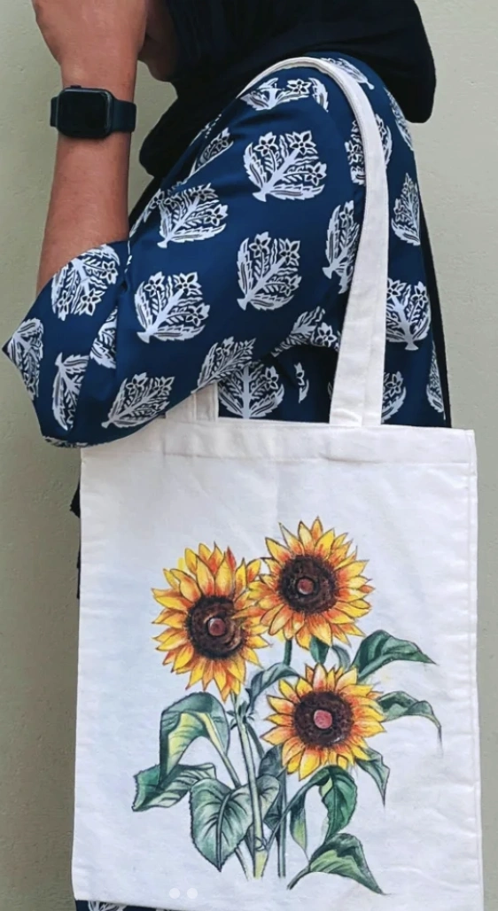 Brown Canvas Tote with Detailed Mandala
