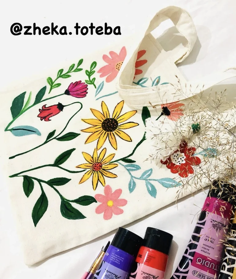 Van Gogh Inspired Starry Night Hand-Painted Black Tote Bag