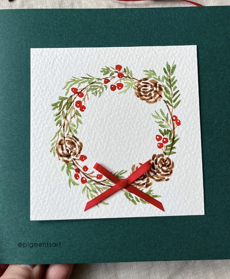 Watercolor Christmas Wreath Card