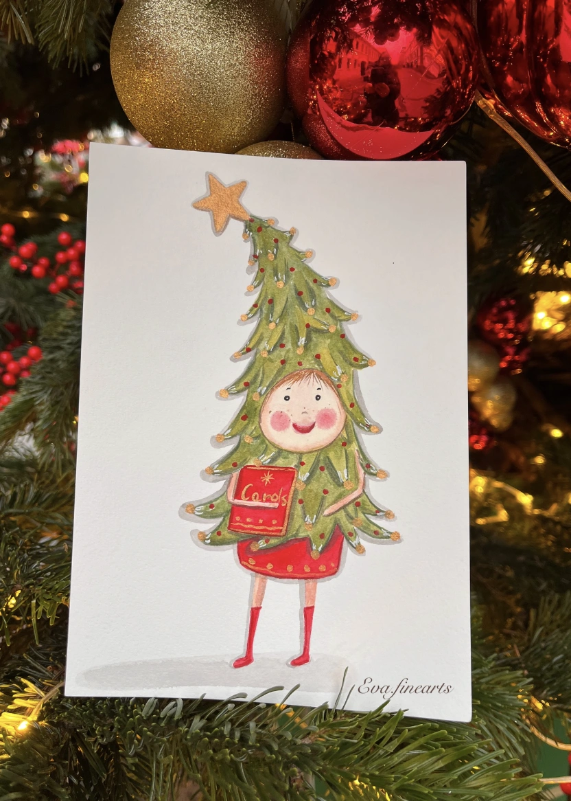 Handmade Holiday Card with Santa Legs in Chimney