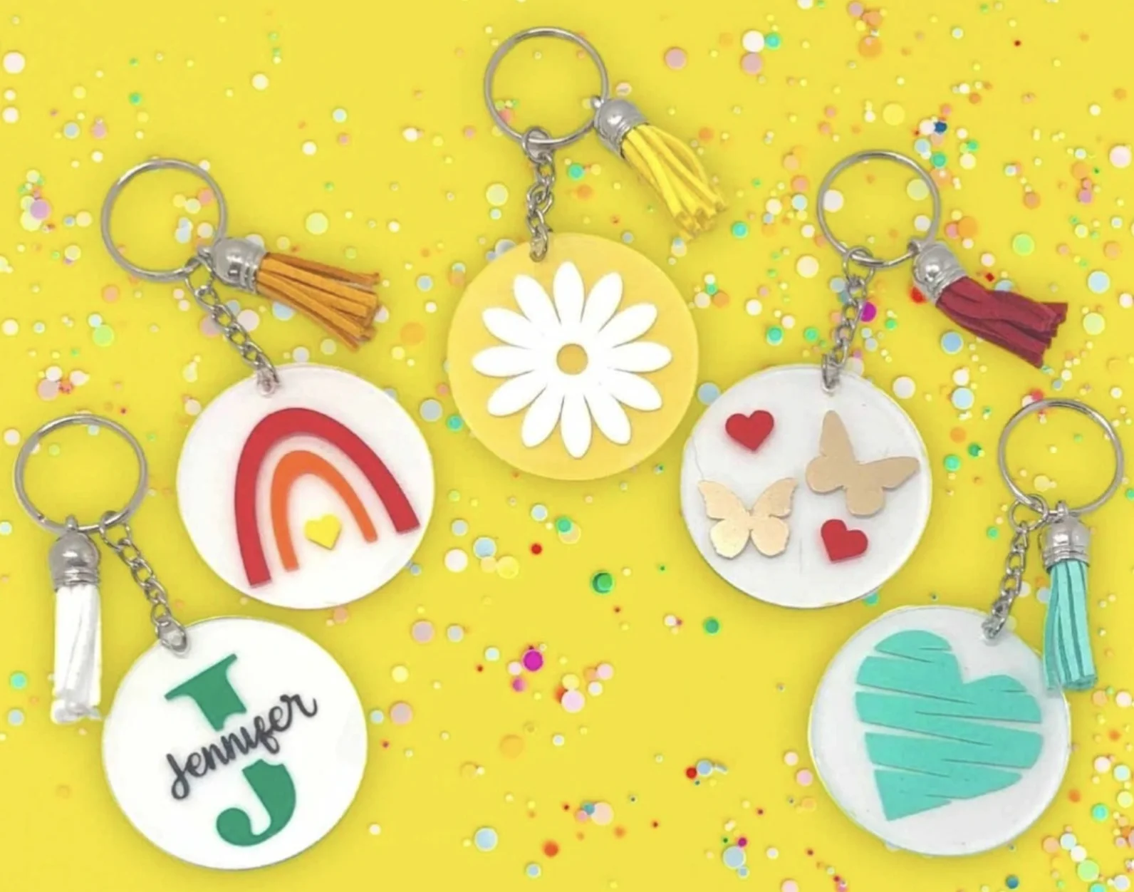 Tropical Hibiscus Flower Keychain Set: DIY Vinyl Crafts