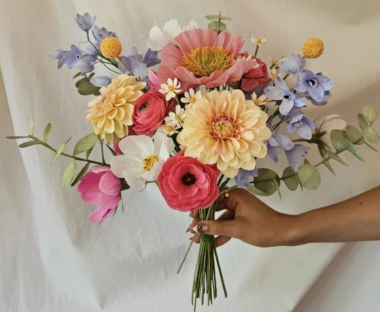 Blush Crepe Paper Poppy with Pearl Center