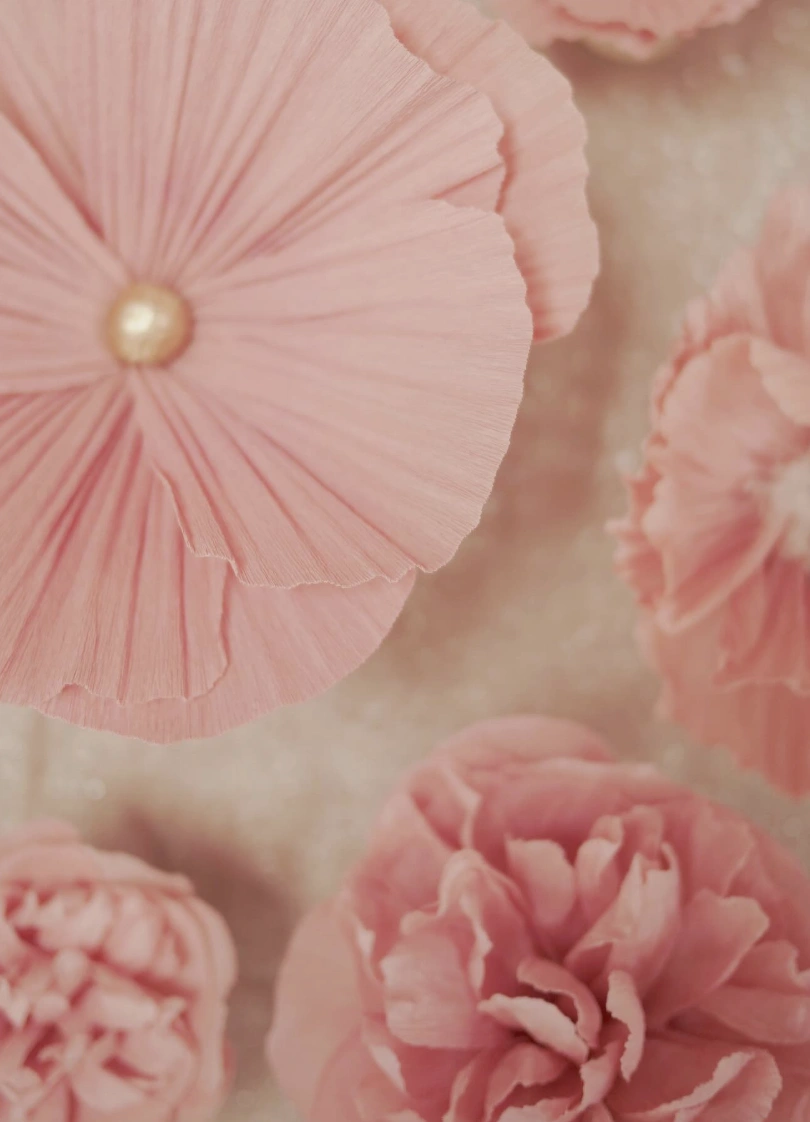 Pastel Paper Bouquet in a Scalloped Vase