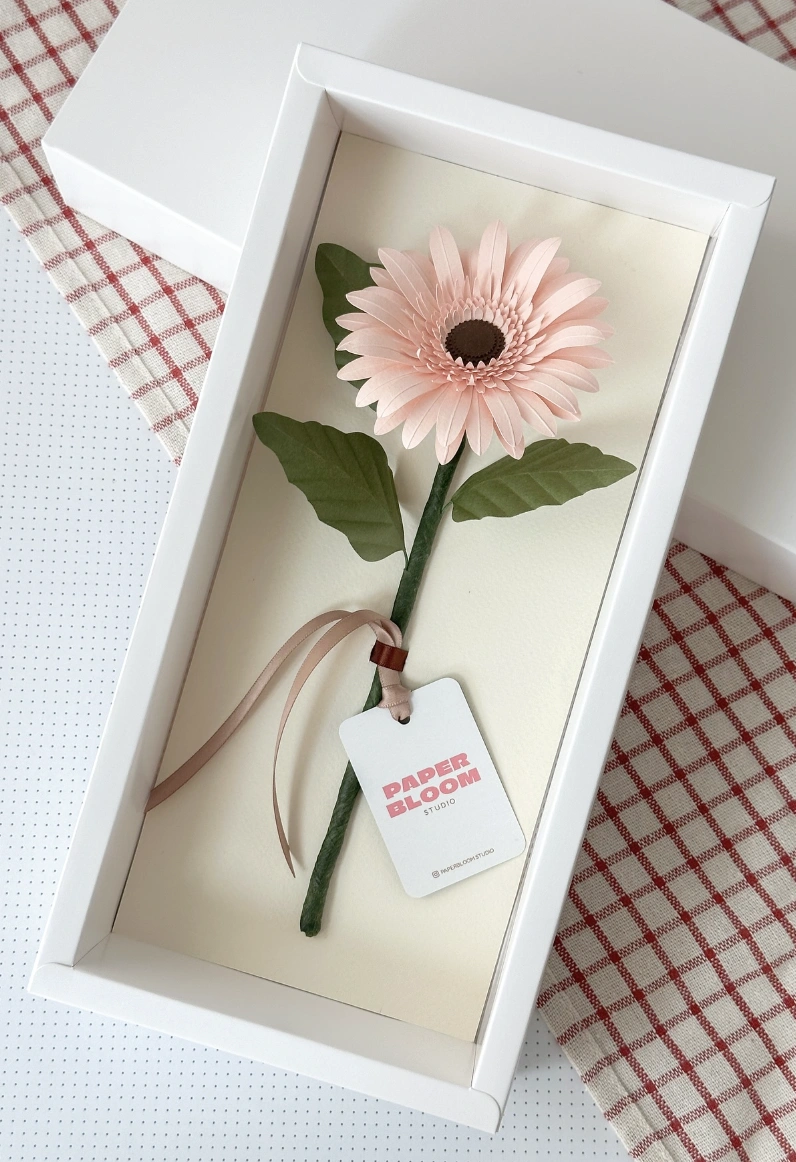 Oversized Creamy Paper Poppy with Moss Center