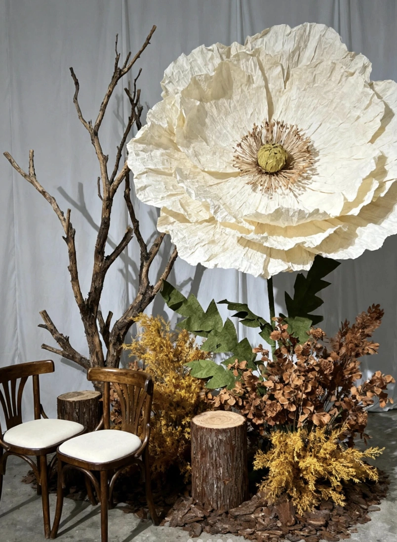 Delicate Cream Dahlia Paper Flower with Sage Accents