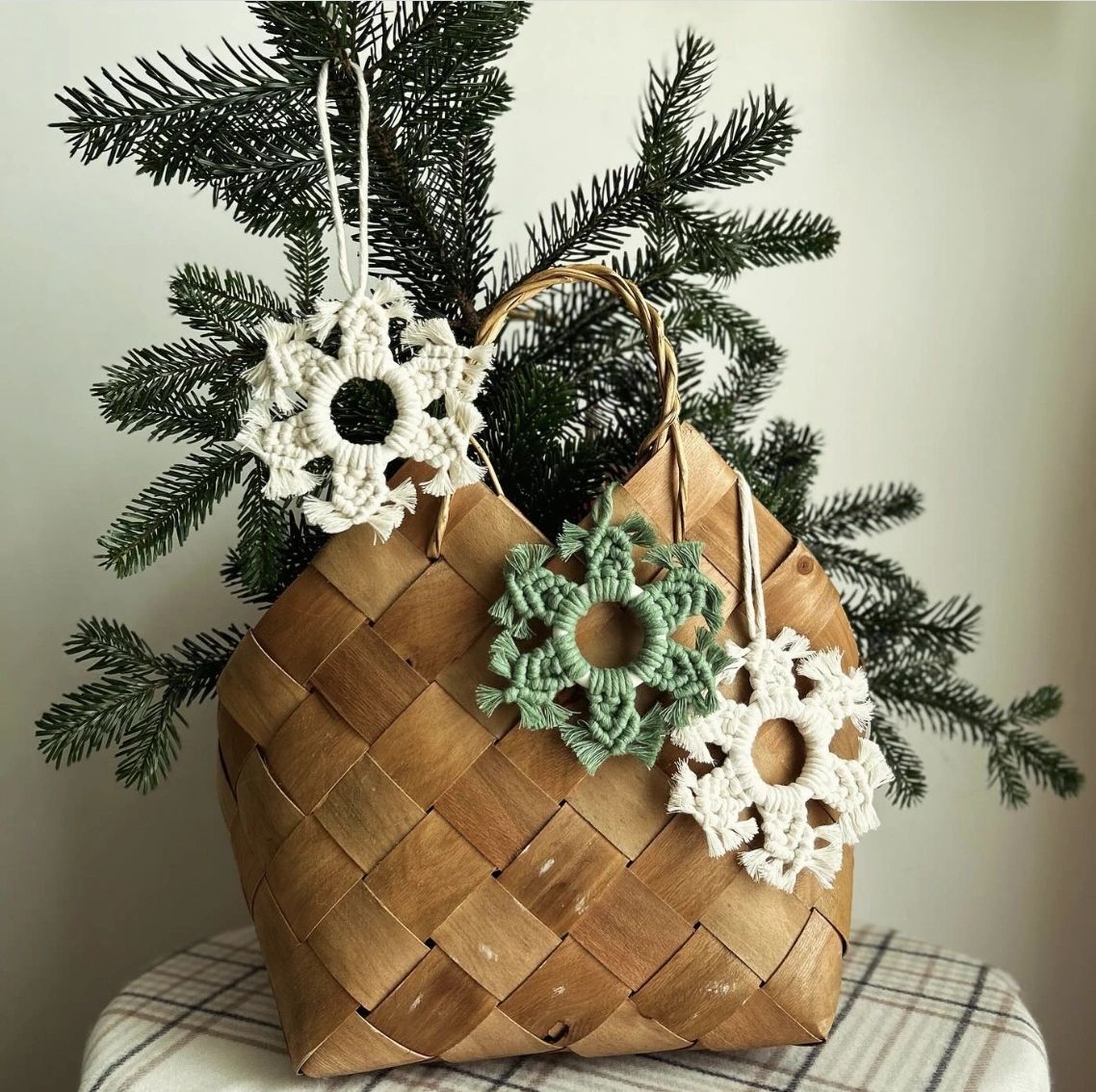 Handcrafted Macrame Snowflake Christmas Ornaments