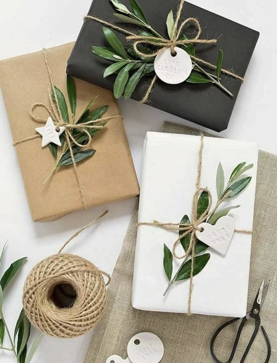 Coordinated Christmas Gifts Wrapping with Silky Ribbons and Ornament Accents