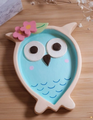 Hand-Painted Owl Trinket Dish