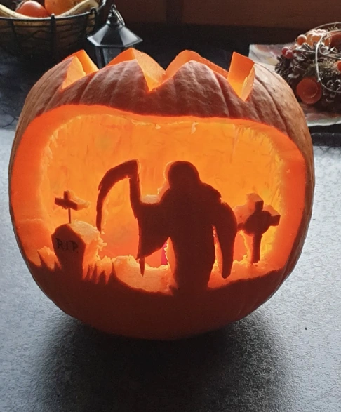 Ghoulish Pumpkin with Eyeball Accents