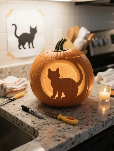 Owl-Faced Pumpkin: A Porchside Guardian