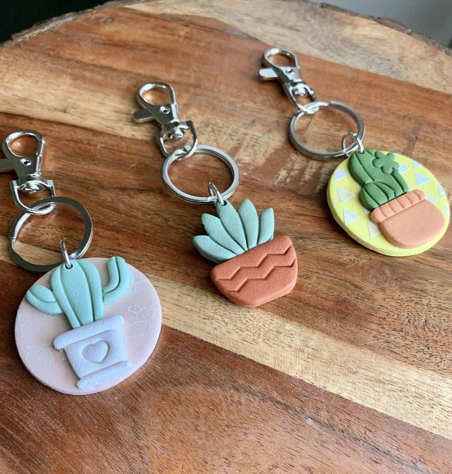 Adorable Clay Bear with Scarf Handmade Keychain