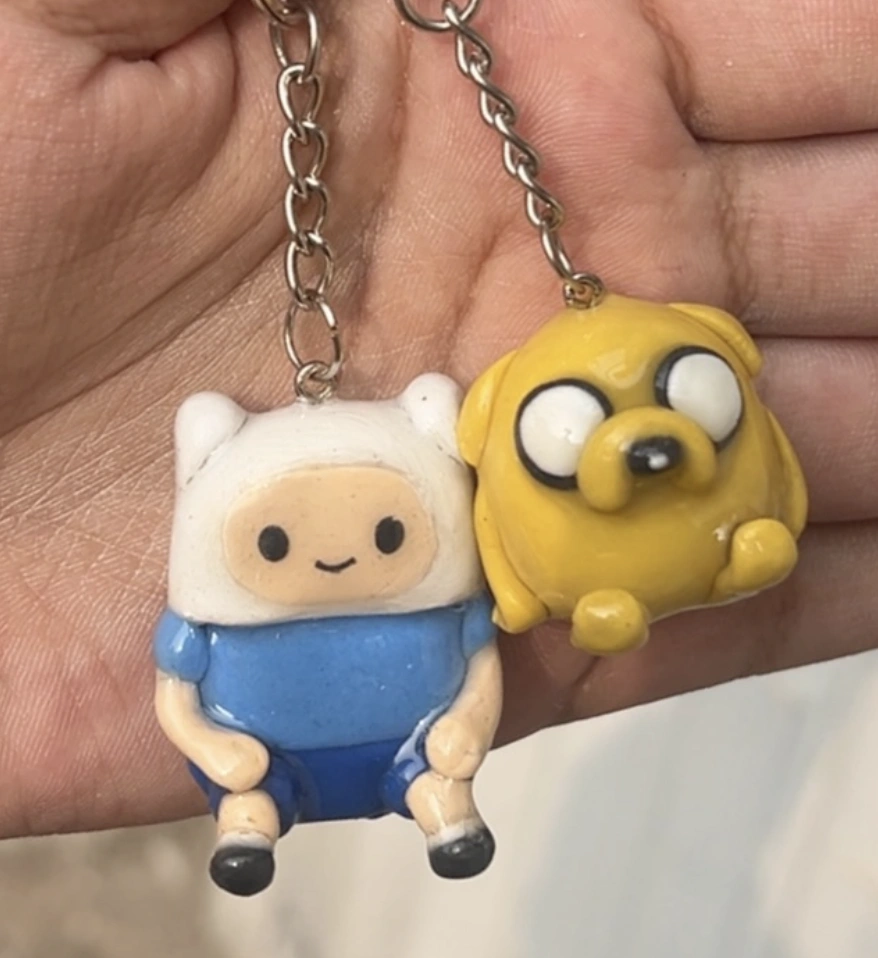 Adventure Time Finn and Jake Polymer Clay Keychain Set