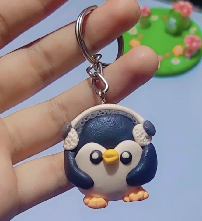 Hand-Painted Butterfly Clay Keychains with Heart Charms