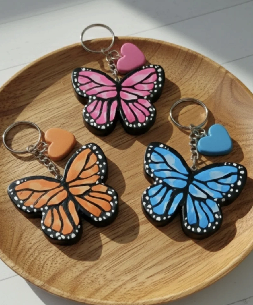 "Best Father Ever" Clay Keychain with Coffee Cup Design