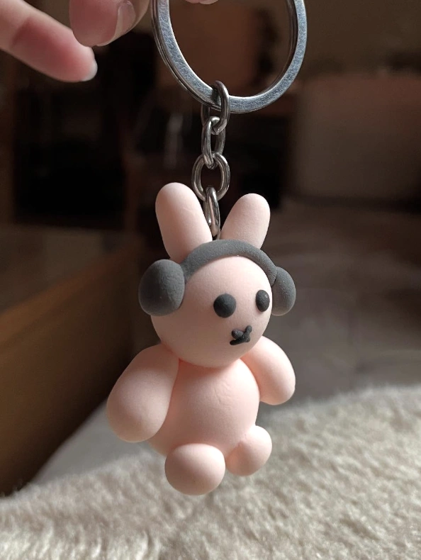 Artsy Keychain with Handcrafted Polymer Clay Charms