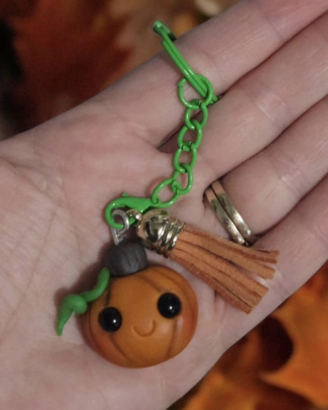 Adorable Chick Character Clay Keychain with Antler Hat