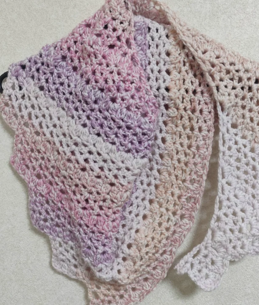 Crochet Granny Square Scarf in Mint, Grey, and Black