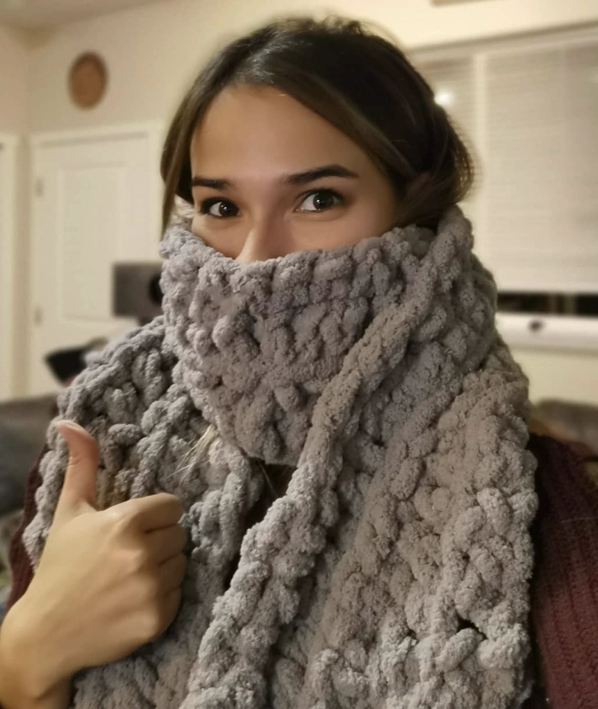 Charcoal and Sand Crochet Shawl with Tasseled Edges