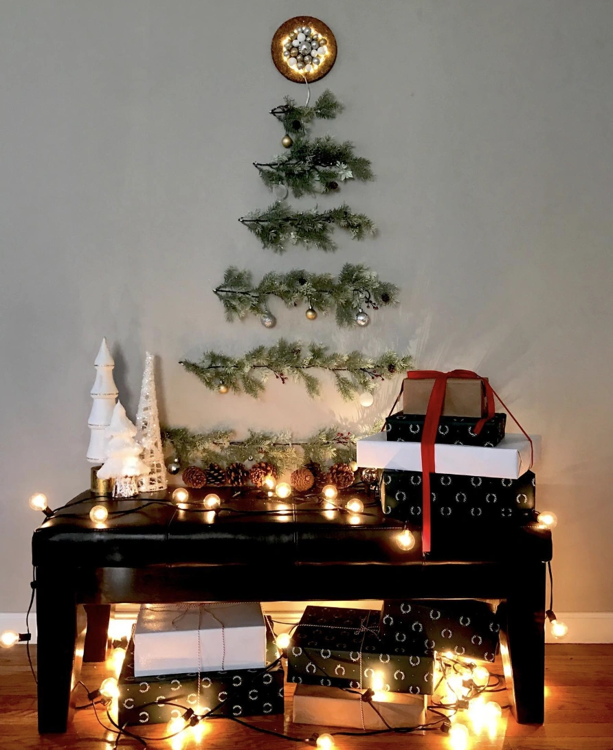 Metallic Green Pinecone Mini Christmas Trees with Silver Stars