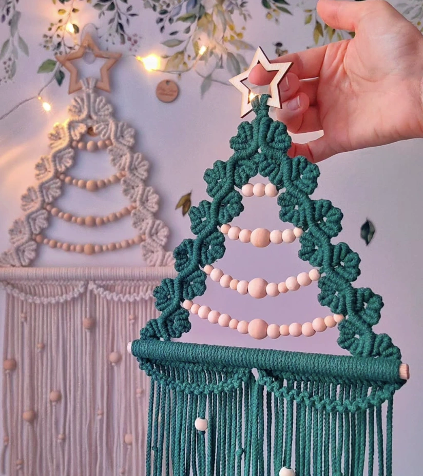 Minimalist Wall-Mounted Christmas Tree with Wooden Shelves