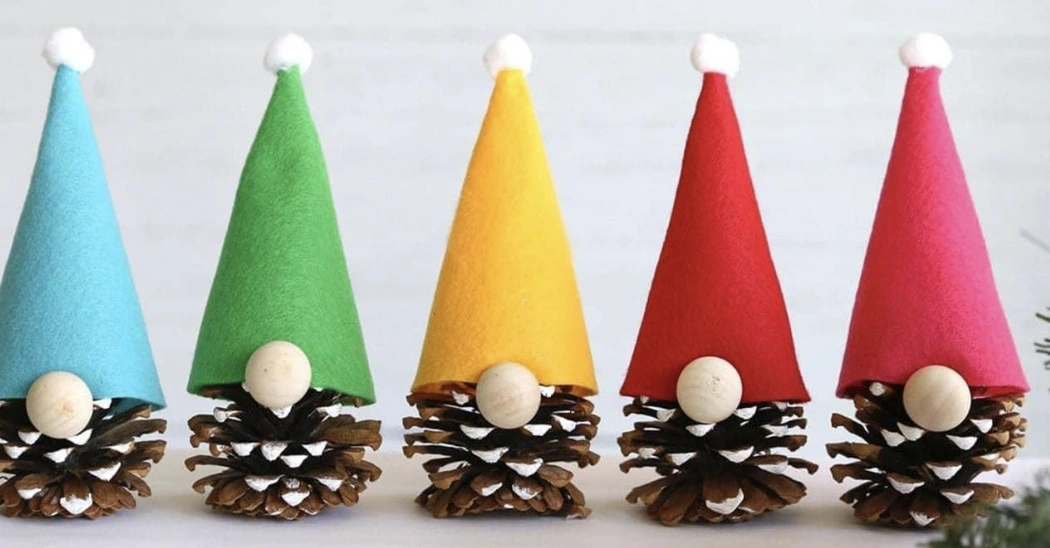Rainbow Felt Hat Pinecone Gnomes