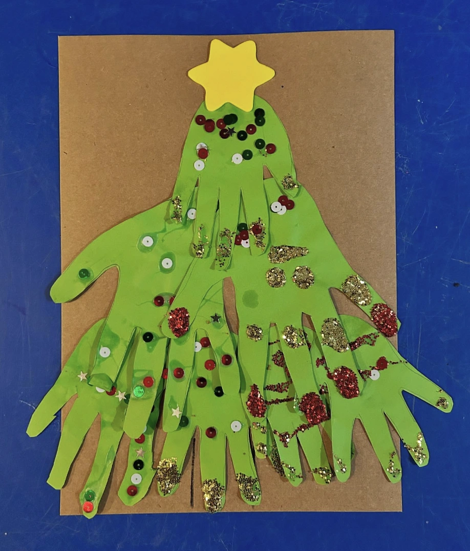 Natural Branch Ornament Hanger with Toddler-Crafted Baubles