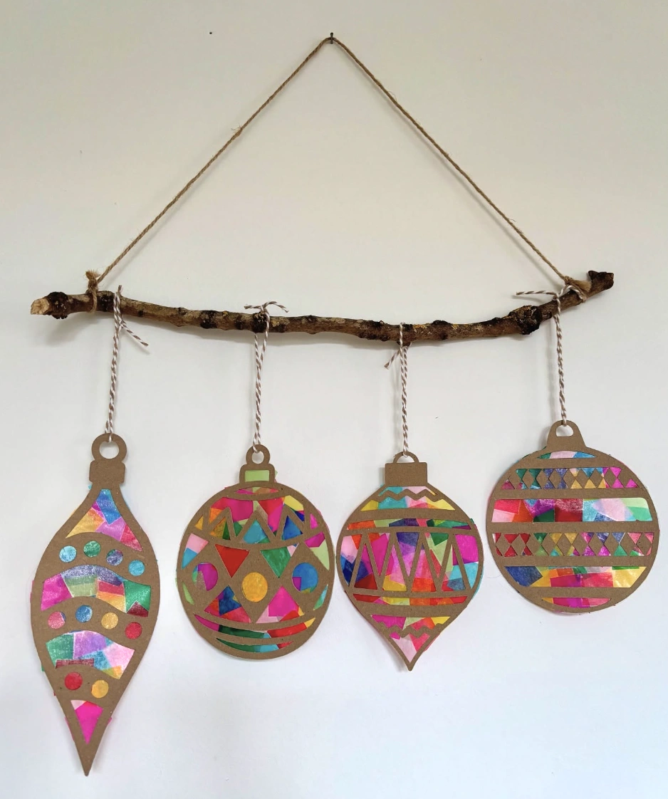 Clear Christmas Ornaments Filled with Colorful Fabric Scraps