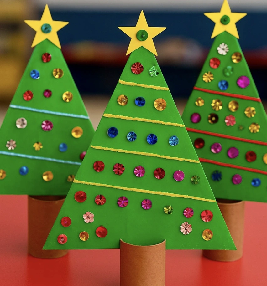 DIY Cardboard Christmas Trees with Gold Star and Twine