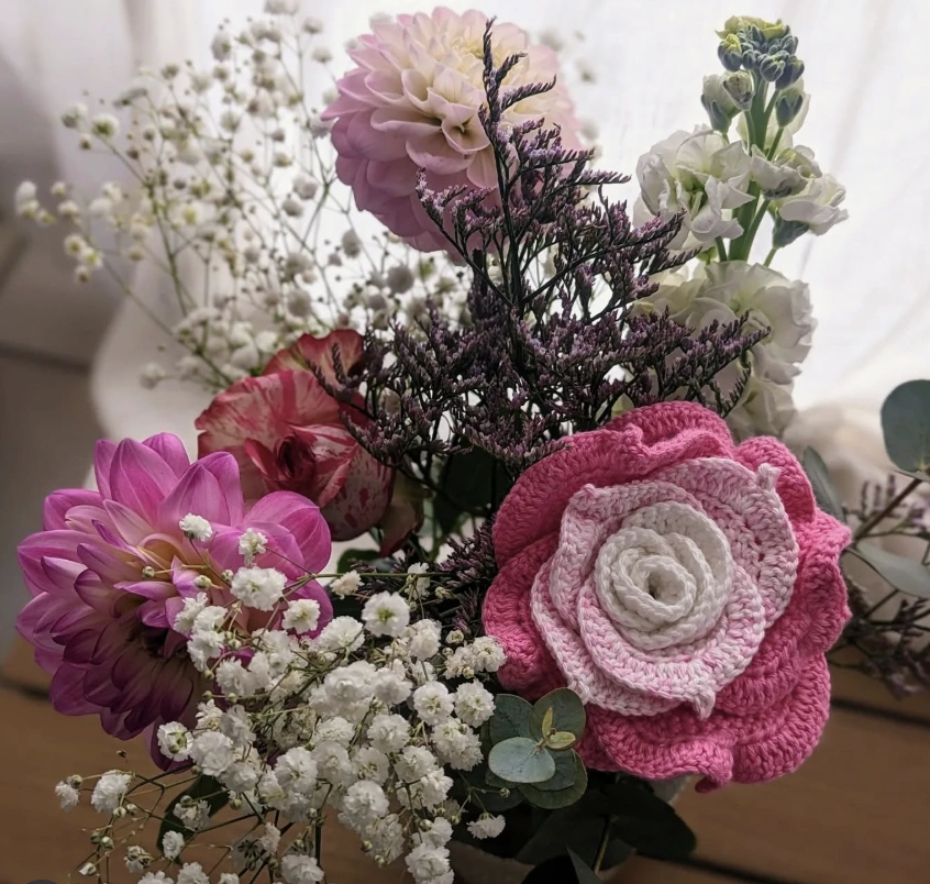 Forever Blooms: Crochet Tulip & Daisy Bouquet