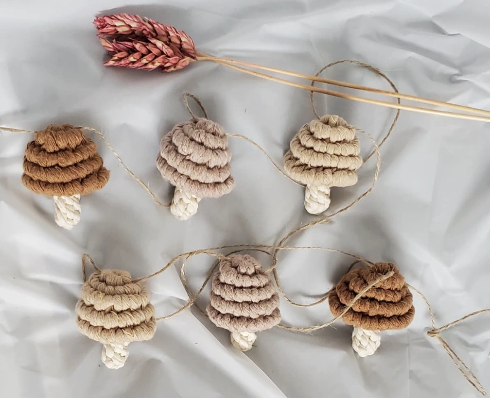 Teal Macrame Keychain, Leaf Charm, and Mini Wall Hanging