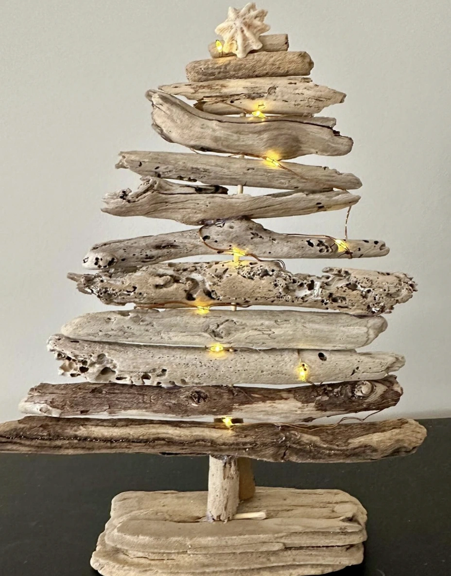Rustic Raw Wood Holiday Trees with Nutcracker Accent