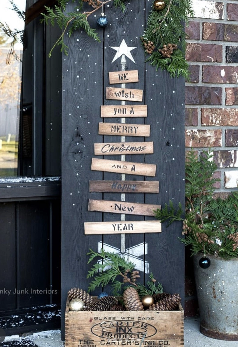 DIY Personalized Scrap Wood Christmas Tree with String Lights