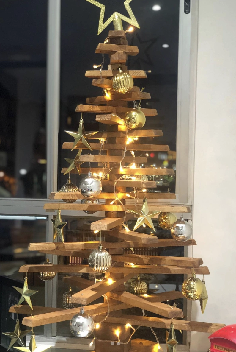 Stacked Driftwood Christmas Tree with Starfish Topper