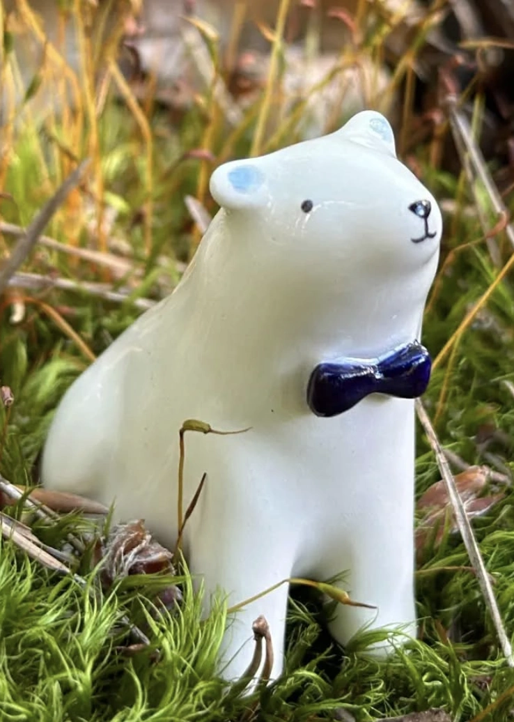 Resting White Polar Bear – Handmade Clay Figurine