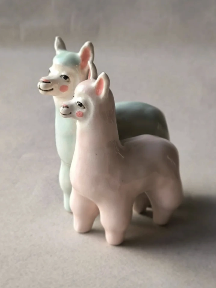 Creamy White Kitty with Gold Star Accents – Mini Clay Art