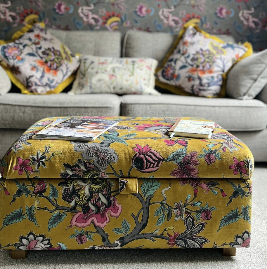 Intricate Floral Bone Inlay Dresser on Metal Legs