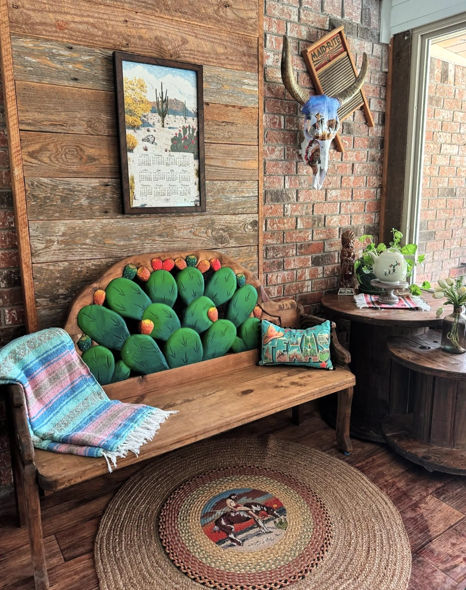 Sage Green Hutch with Wine Storage & Marble Countertop