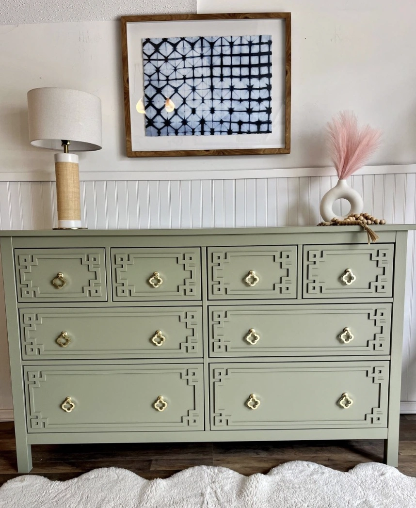 Refinished Vanity with Cream and Natural Wood Tones