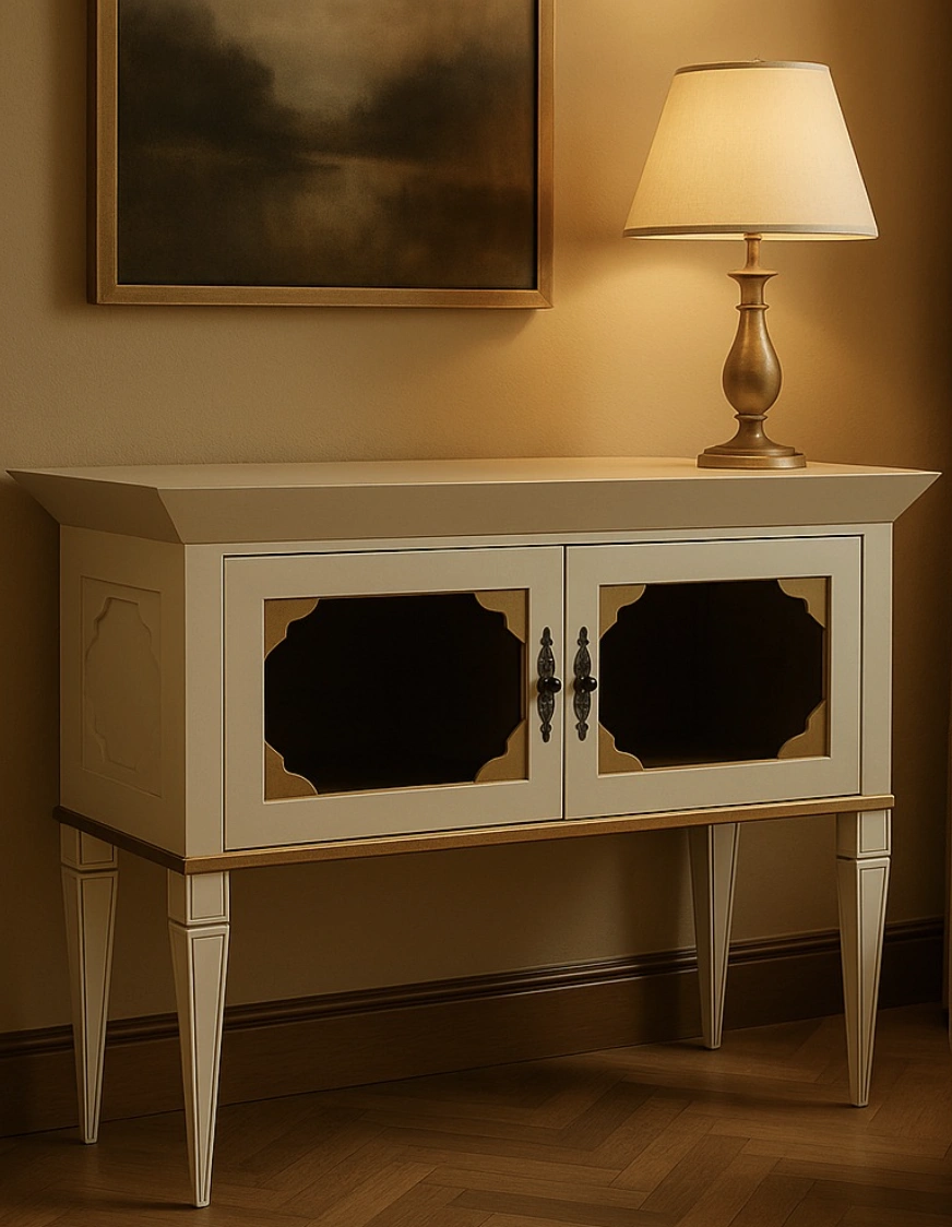 Walnut Five-Drawer Cabinet with Integrated Pulls