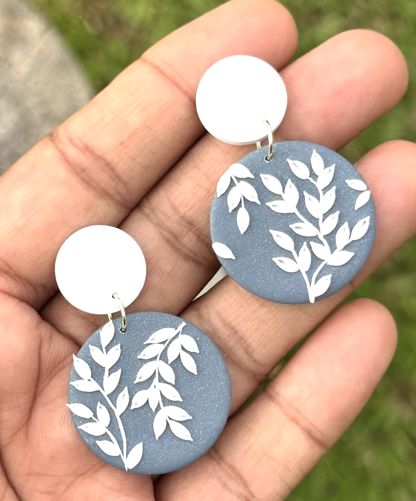 Whimsical Dangle Earrings: Striped & Slime-Dripping Clay Discs