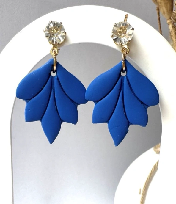 Teal, Gold, & Purple Dangle Clay Earrings