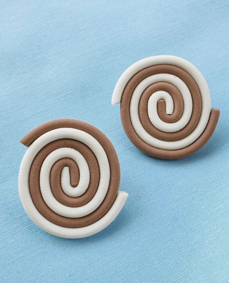 Statement Clay Earrings: Botanical Print Hoops